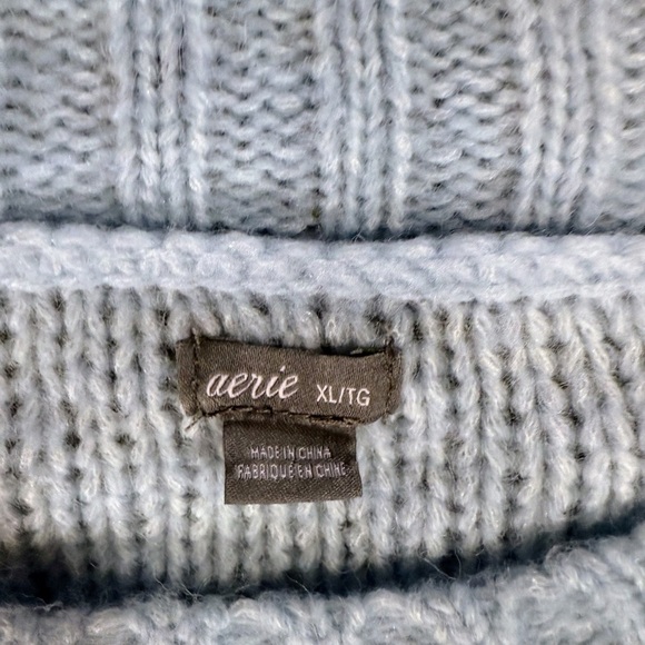 Aerie Light Blue Cable Knit wool-blend Sweater Romantic Whimsy sz:XL - Picture 2 of 7